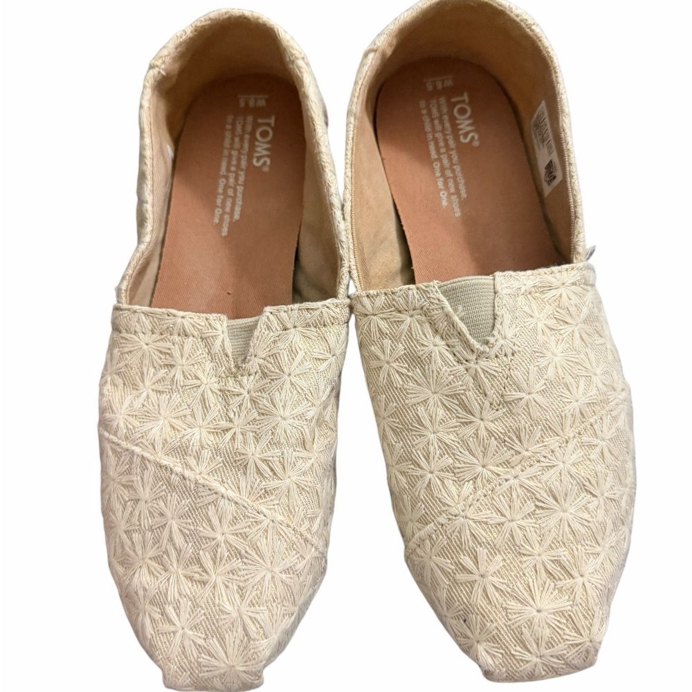 TOMS Cream Crochet Alpargata Slip-Ons